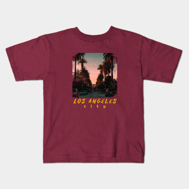 Los Angeles Sunset Kids T-Shirt by DoyDrCreative